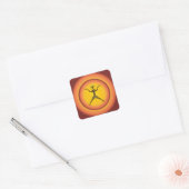 Tribal Primitief Man dat Zonneontwerp opblaast Vierkante Sticker (Envelop)