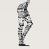 Tribal Print Black en White Aztec Pattern Boho Leggings (Rechts)
