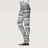 Tribal Print Black en White Aztec Pattern Boho Leggings (Links)