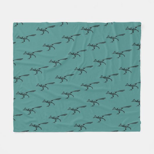 Tribal Roadrunner Silhouette Fleece Deken (Voorkant (Horizontaal))