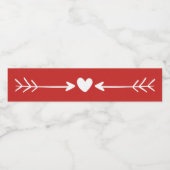 Tribal Rode en Witte Harten & Liefde Pijlen Bruilo Waterfles Etiket (Enkel label)