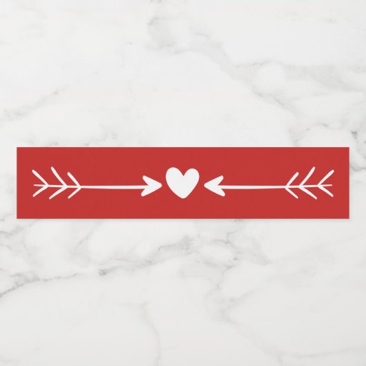 Tribal Rode en Witte Harten & Liefde Pijlen Bruilo Waterfles Etiket (Enkel label)