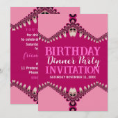 Tribal Roze graf Birthday Dinner Party Invitations Kaart (Voorkant / Achterkant)