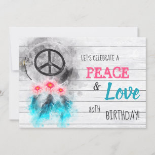 *~ Tribal Rustic Peace & Love Hippie Birthday Kaart