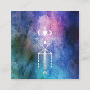 *~ * Tribal Sacred Waterverf Shaman Primal Aztec Vierkante Visitekaartje