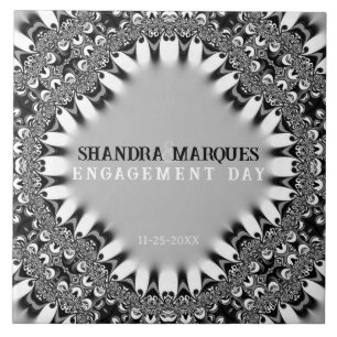 Tribal Satijn + Zilver Verloving Keepsake Gift Tegeltje