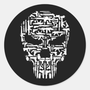 Tribal Skull, Pistolen en messen Producten Ronde Sticker