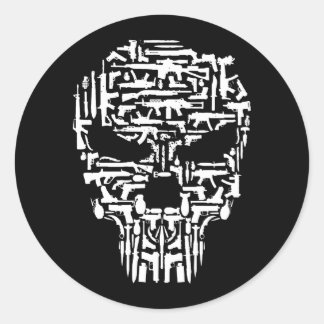 Tribal Skull, Pistolen en messen Producten Ronde Sticker