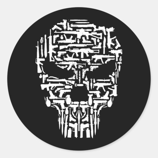 Tribal Skull, Pistolen en messen Producten Ronde Sticker (Voorkant)