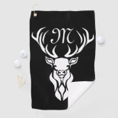 Tribal Snow Stag White Silhouette Golfhanddoek (Insitu)