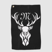 Tribal Snow Stag White Silhouette Golfhanddoek (Voorkant)