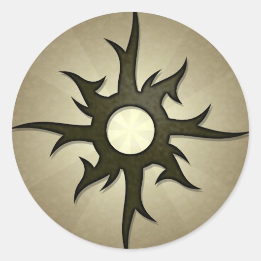 Tribal Solar Thorns Ronde Sticker (Voorkant)