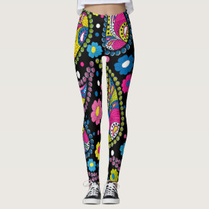 Tribal stijl paisley, naadloos etnisch patroon. leggings