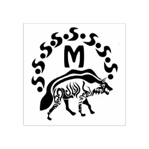 Tribal Striped Hyena Monogram Rubberstempel