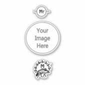 Tribal Striped Hyena Monogram Sticker (Voorkant)