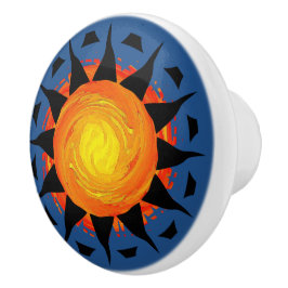 Tribal Sun in Blue Keramische Knop