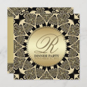 Tribal Sun Vintage Golden Dinner Party Invitations (Devant / Derrière)