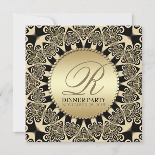Tribal Sun Vintage Golden Dinner Party Invitations (Devant)