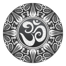 Tribal Sun Zwart + Wit Om Goa NewAge Sticker