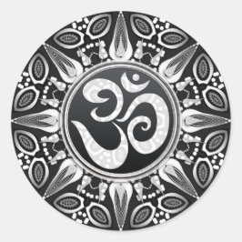 Tribal Sun Zwart + Wit Om Goa NewAge Sticker