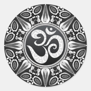 Tribal Sun Zwart + Wit Om Goa NewAge Sticker