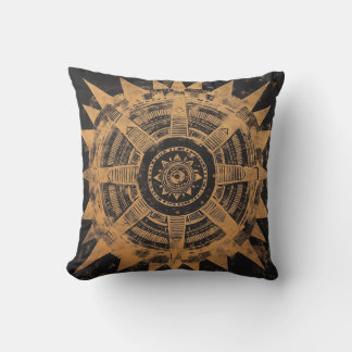 Tribal Sunburst Mandala Coussin