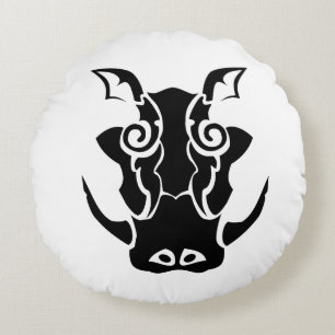 Tribal Tattoo Style Boar Head Rond Kussen