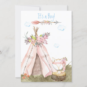 ** Tribal Teepee Boho Forest Woodland Fox Boy Kaart