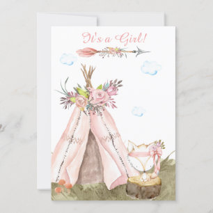 ** Tribal Teepee Boho Woodland Forest Girl Fox Kaart