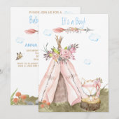 ** Tribal Teepee Boho Woodland Fox Forest Boy Kaart (Voorkant / Achterkant)