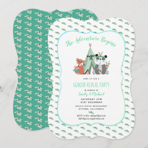Tribal TeePee Genre Reveal Boy Mint Invitation