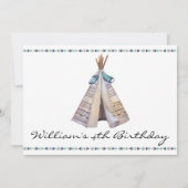 Tribal Teepee Pow Wow Anniversaire Fête Invitation (Dos)