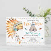 Tribal Teepee Pow Wow Anniversaire Fête Invitation (Debout devant)