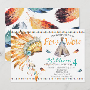 Tribal Teepee Pow Wow Anniversaire Fête Invitation