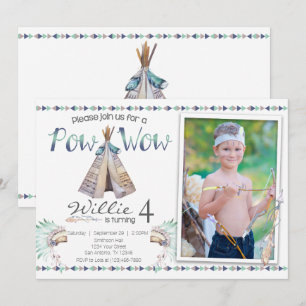 Tribal Teepee Pow Wow Anniversaire Fête Invitation