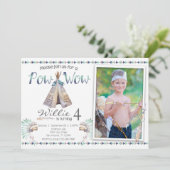 Tribal Teepee Pow Wow Verjaardagsfeestje Uitnodigi Kaart (Staand voorkant)