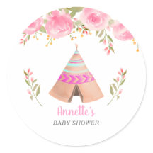 Tribal Teepee Roze Bloemen Baby shower