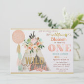 Tribal Teepee Tipi Eerste Verjaardag Uitnodiging (Staand voorkant)