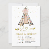Tribal TeePee Wild Un Invitation d'anniversaire mi