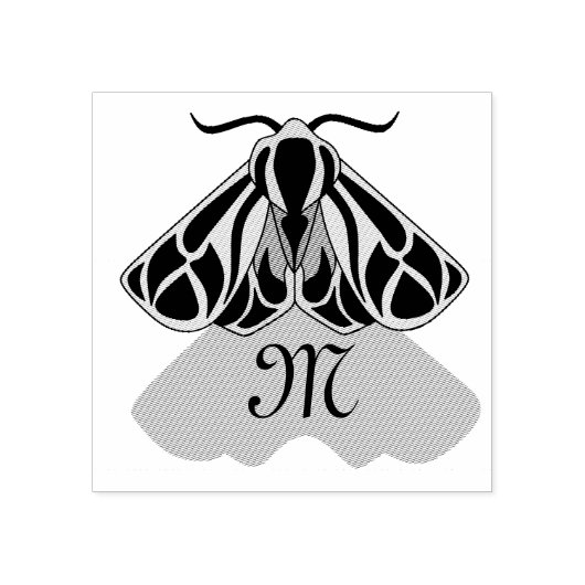 Tribal Tiger Moth Monogram Rubberstempel (Afrduk)
