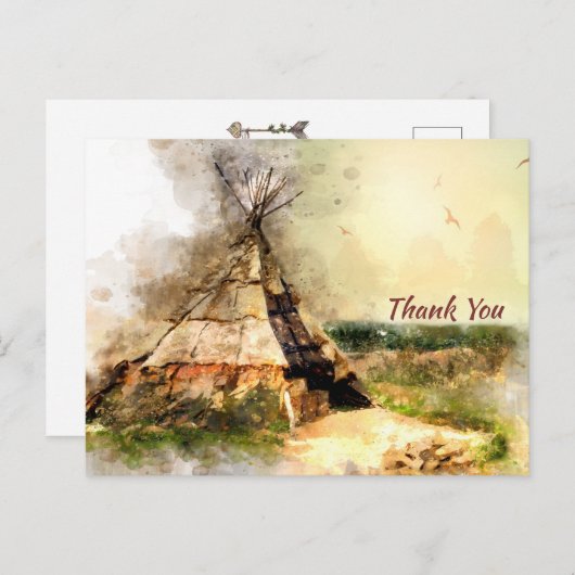 Tribal Tipi en Hartpijl Boho Teepee Dank u Briefkaart (Voorkant / Achterkant)