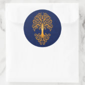 Tribal Tree of Life Golden Blue Ronde Sticker (Tas)