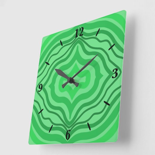 Tribal Tropische golvende groene lijnen geometrisc Vierkante Klok (Hoek)