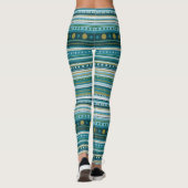 Tribal Turquoise Bleu Motif rayures Leggings (Dos)