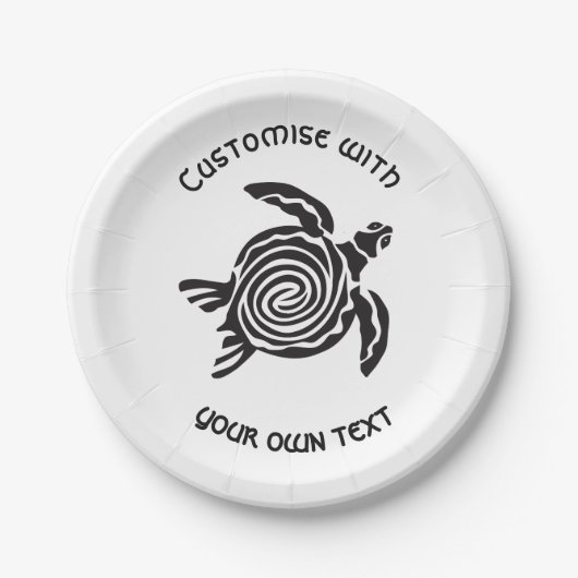 Tribal Turtle Design Custom Text Papieren Bordje (Voorkant)