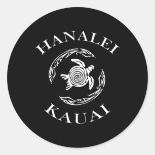 Tribal Turtle Hanalei Kauai Ronde Sticker