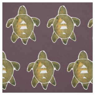 Tribal Turtle Petroglyph Style Art Bourgogne Rood Stof