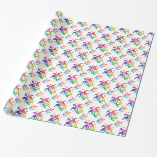 Tribal Turtle Rainbow Cadeaupapier (Uitgerold)