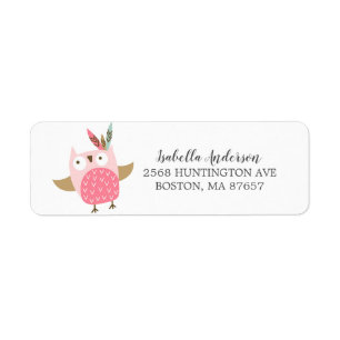 Tribal Uil Wild One Baby shower adreslabel Etiket