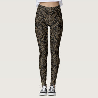 Tribal Vibe Black en Tan Print Leggings